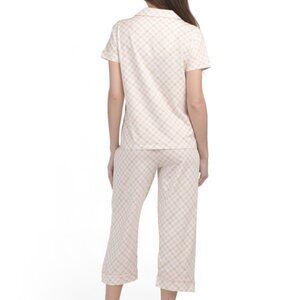 POPPY & CLAY 2 Piece Set Pajama Top, Capri Pajama Pants L Organic Cotton NWT